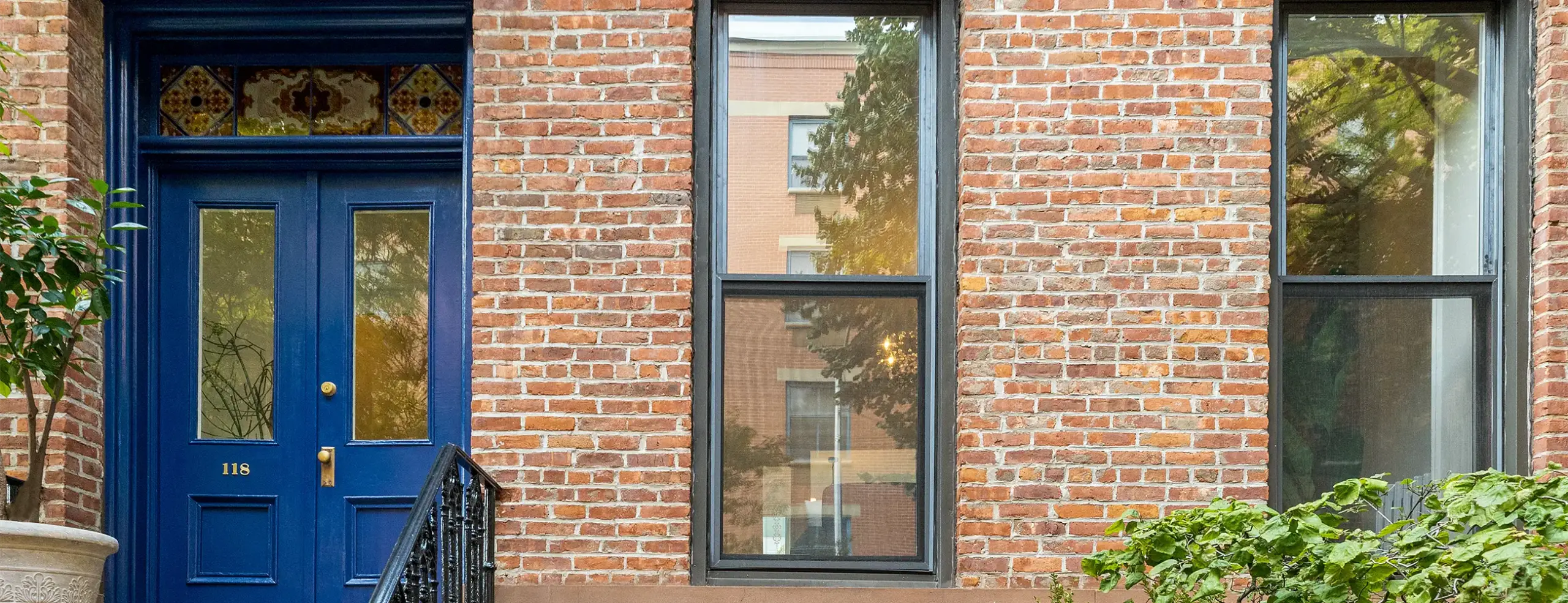 Brick rowhouse exterior