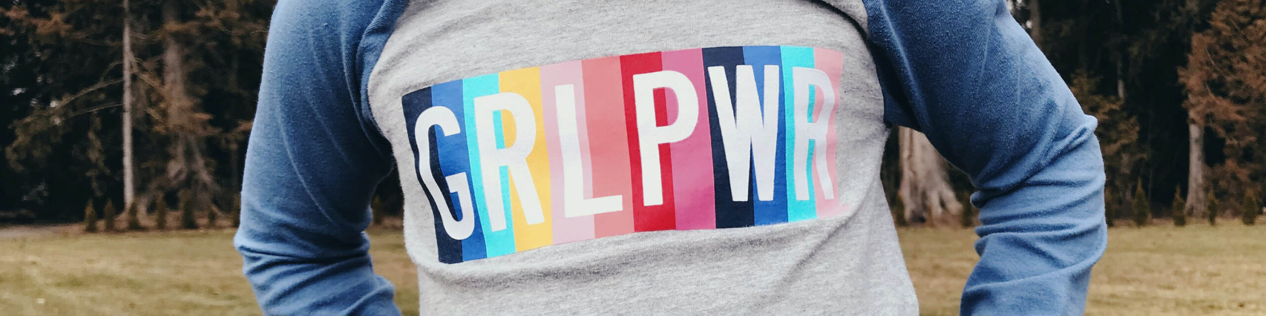 Rainbow girlpowr tshirt closeup