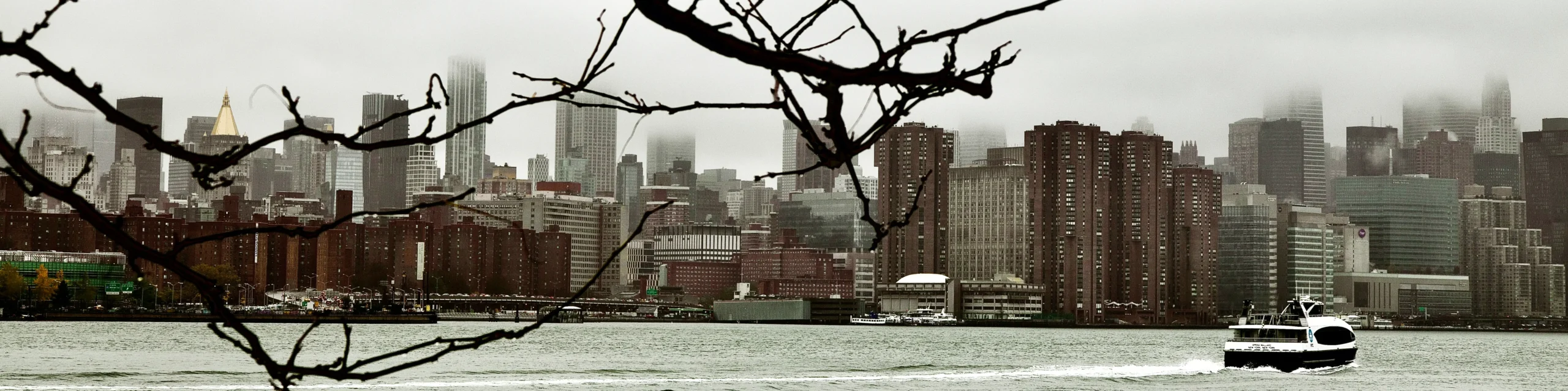 Manhattan skyline and river view from Brooklyn